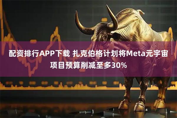 配资排行APP下载 扎克伯格计划将Meta元宇宙项目预算削减至多30%